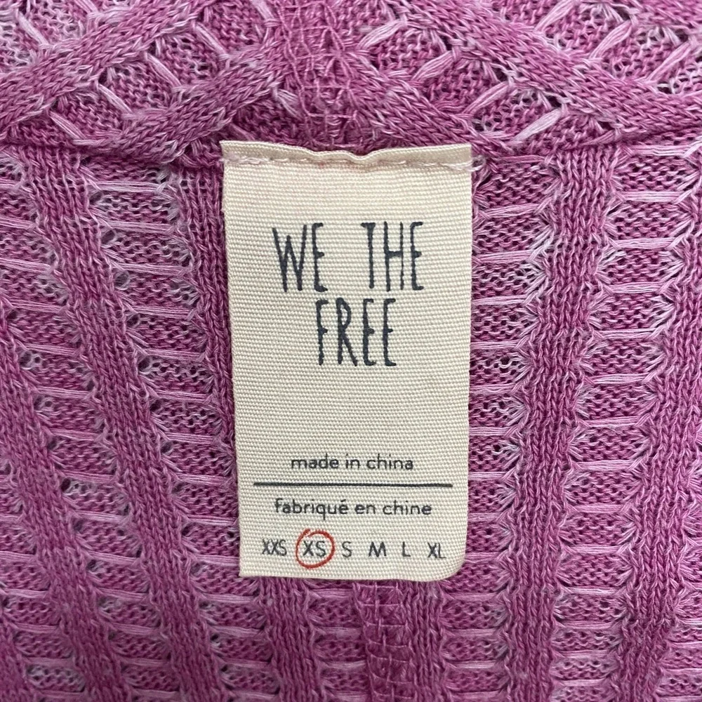 We The Free Thermal Top Womens XS Pink Waffle Cowl Neck Cropped Boxy Oversized